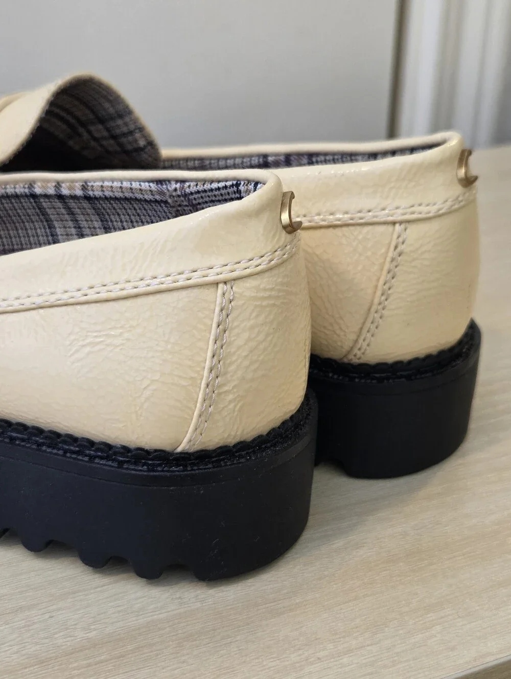 Circus Cream Patent Leather Loafers with Gold Horsebit